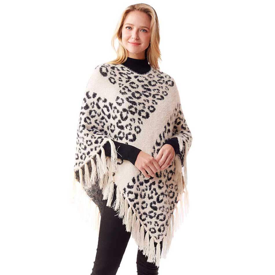 Leopard Patterned Poncho - Madeline Love - Flyclothing LLC