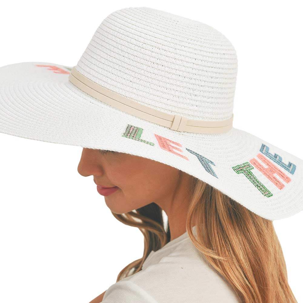 Let The Sun Shine Sequin Message Straw Panama Sun Hat - Madeline Love - Flyclothing LLC
