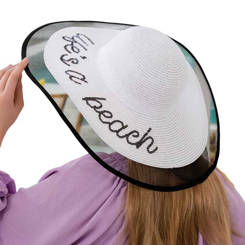 Life is a beach Message Mesh Brim Straw Sun Hat - Madeline Love - Flyclothing LLC