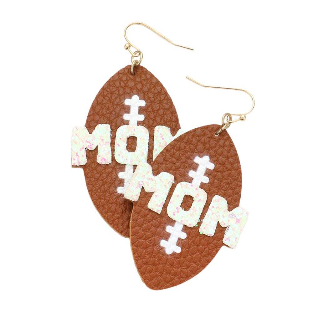 MOM Message Faux Leather Football Dangle Earrings - Madeline Love - Flyclothing LLC