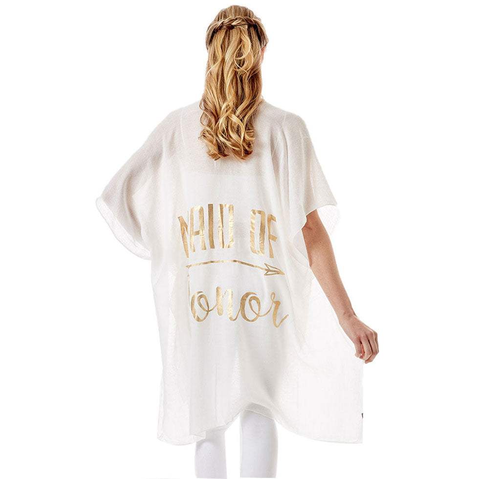Maid of Honor Solid Lettering Cover Up Poncho - Madeline Love - Flyclothing LLC