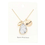 Mama Metal Disc Teardrop Semi Precious Pendant Necklace - Madeline Love - Flyclothing LLC