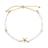 Metal Starfish Pointed Faceted Beaded Pull Tie Cinch Bracelet - Madeline Love - Flyclothing LLC