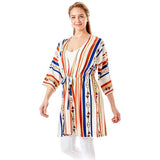 Multi Color Stripe Cover Up Kimono Poncho - Madeline Love - Flyclothing LLC