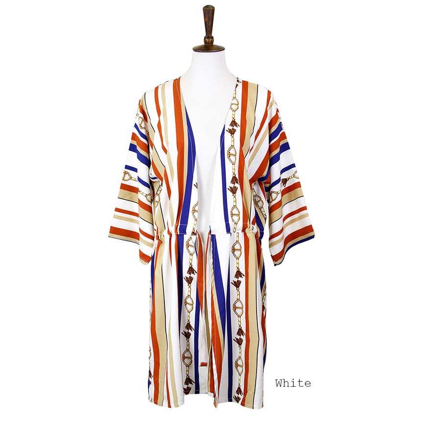Multi Color Stripe Cover Up Kimono Poncho - Madeline Love - Flyclothing LLC