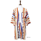 Multi Color Stripe Cover Up Kimono Poncho - Madeline Love - Flyclothing LLC