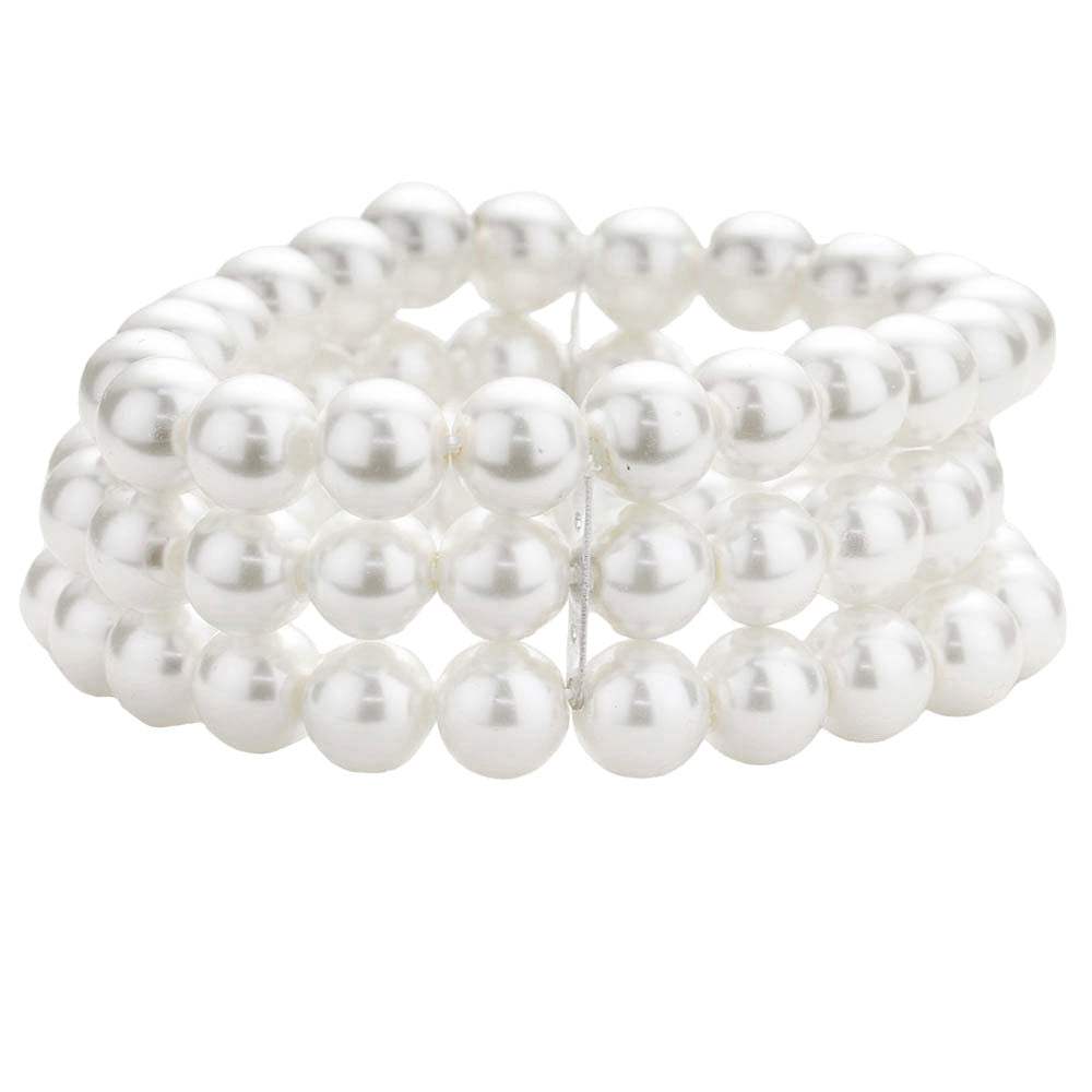 Multi Layered Pearl Stretch Bracelet - Madeline Love - Flyclothing LLC