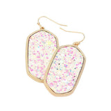 Sparkly Hexagon Frame Dangle Earrings - Madeline Love - Flyclothing LLC