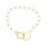Open Metal Link Accented Faceted Beaded Stretch Bracelet - Madeline Love - Flyclothing LLC