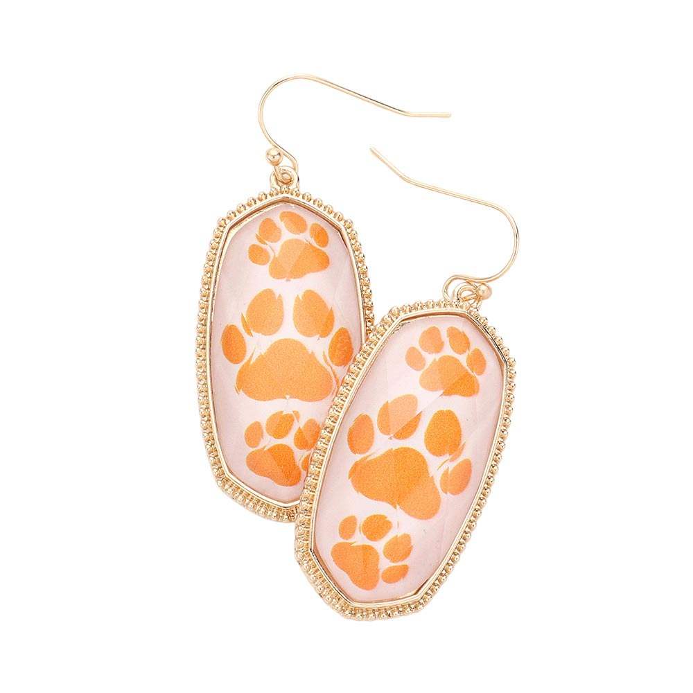 Game Day Triple Paw Pointed Hexagon Dangle Earrings - Madeline Love - Flyclothing LLC