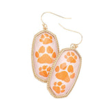 Game Day Triple Paw Pointed Hexagon Dangle Earrings - Madeline Love - Flyclothing LLC