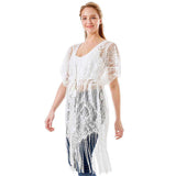 Paisley Crochet Lace Fringe Cover Up Poncho - Madeline Love - Flyclothing LLC