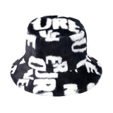 Patterned Faux Fur Bucket Hat - Madeline Love - Flyclothing LLC