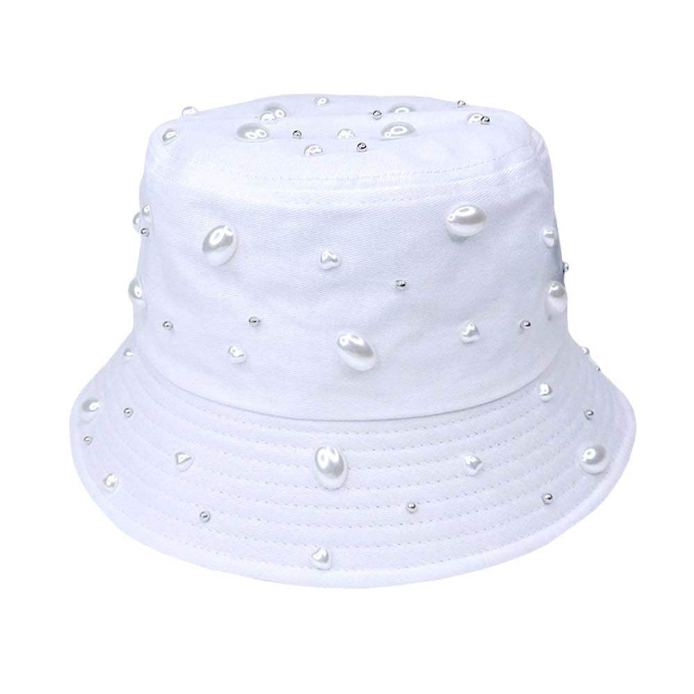 Pearl Embellished Bucket Hat - Madeline Love - Flyclothing LLC