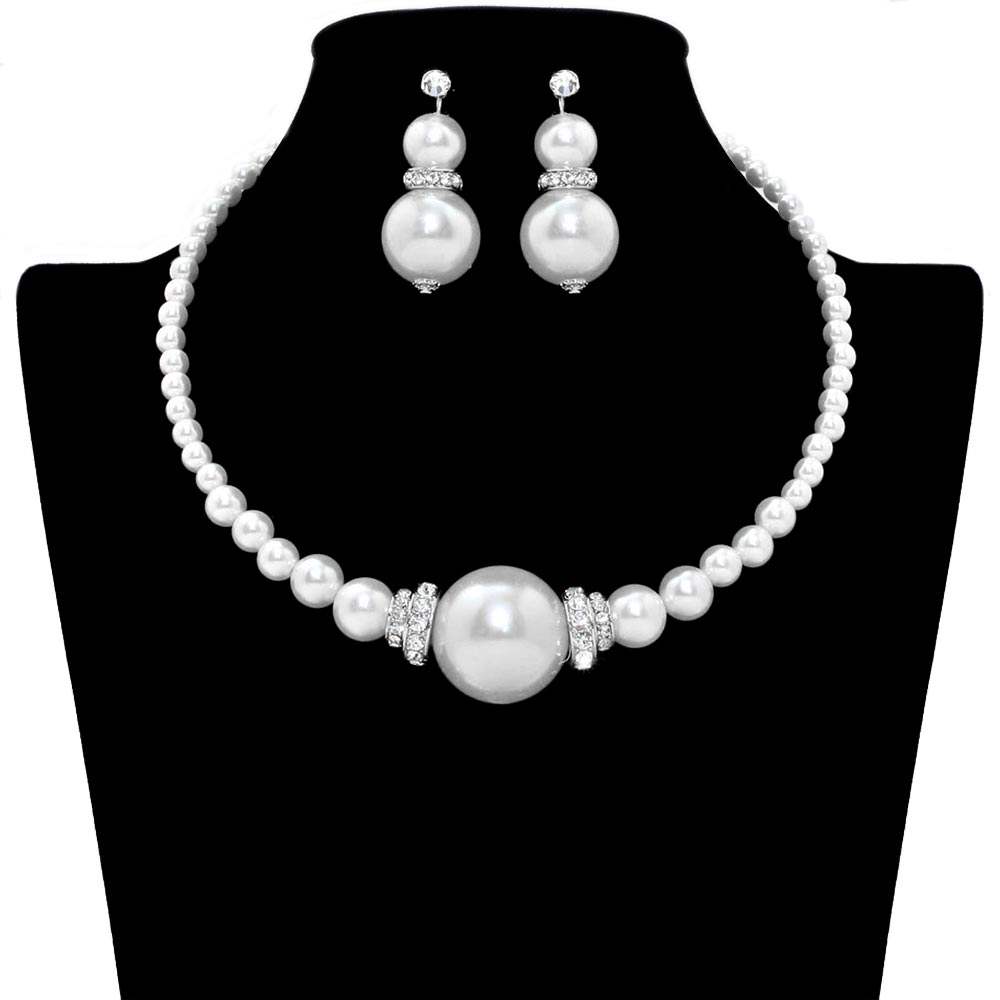Pearl Necklace Earring Set - Madeline Love - Flyclothing LLC