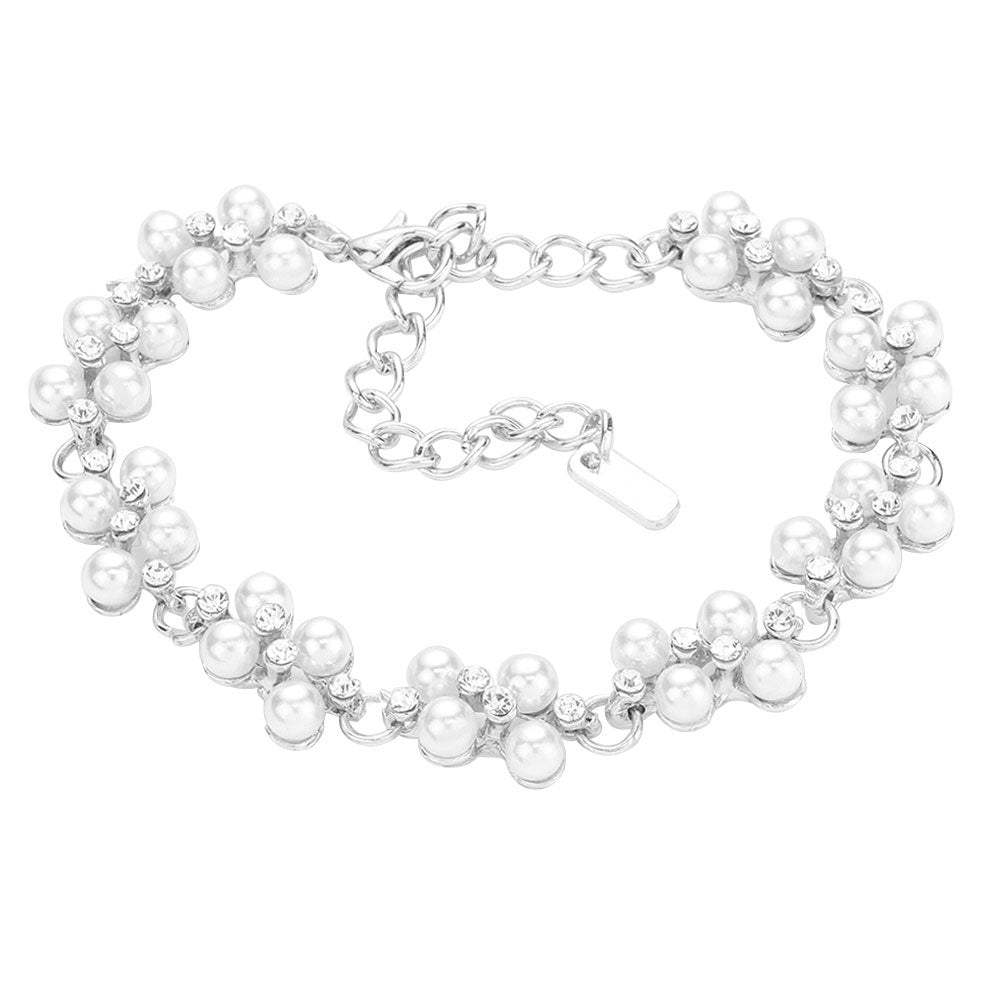 Pearl Rhinestone Evening Bracelet - Madeline Love - Flyclothing LLC