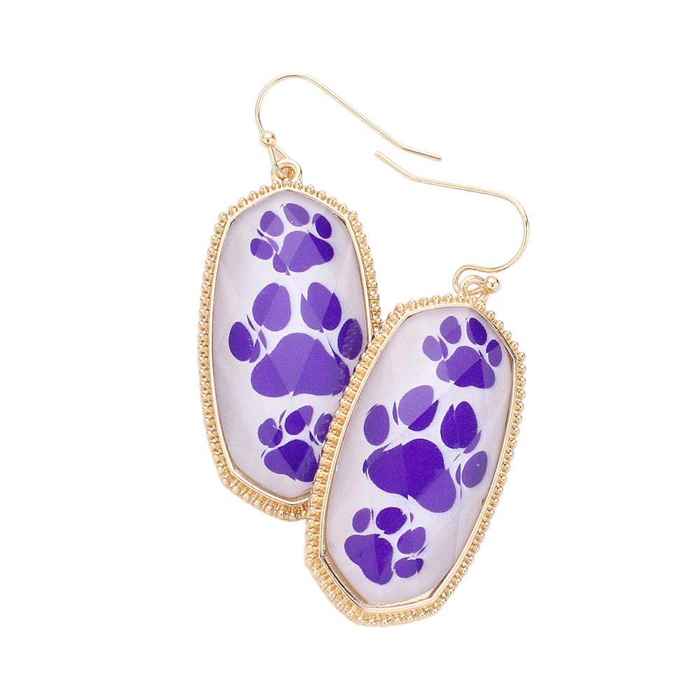 Game Day Triple Paw Pointed Hexagon Dangle Earrings - Madeline Love - Flyclothing LLC