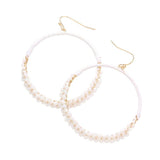 Raffia Faceted Bead Wrapped Open Metal Circle Earrings - Madeline Love - Flyclothing LLC