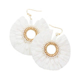 Raffia Trimmed Open Circle Dangle Earrings - Madeline Love - Flyclothing LLC