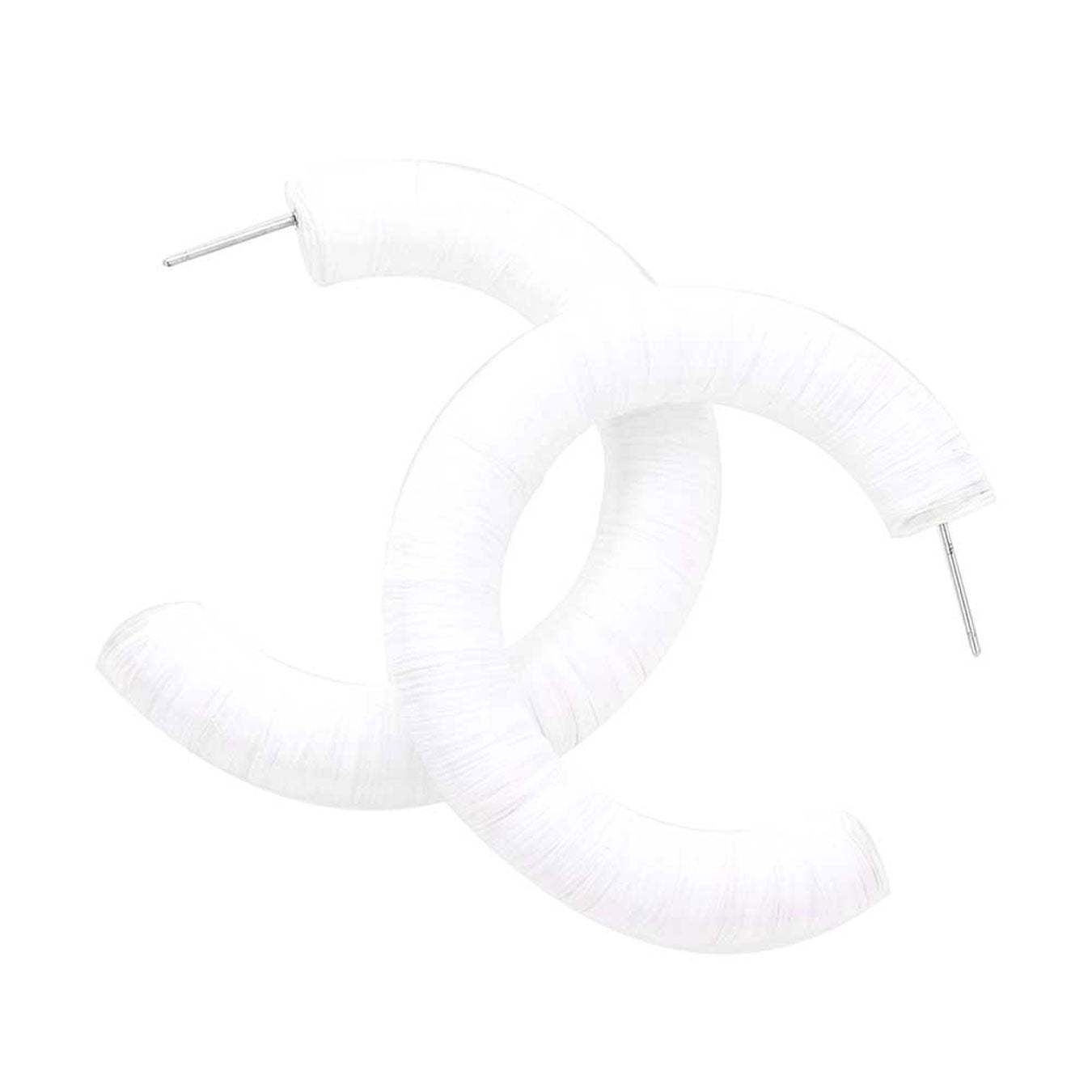 Raffia Wrapped Hoop Earrings - Madeline Love - Flyclothing LLC