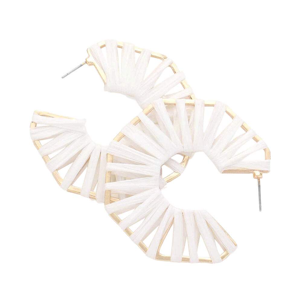 Raffia Wrapped Octagon Hoop Earrings - Madeline Love - Flyclothing LLC