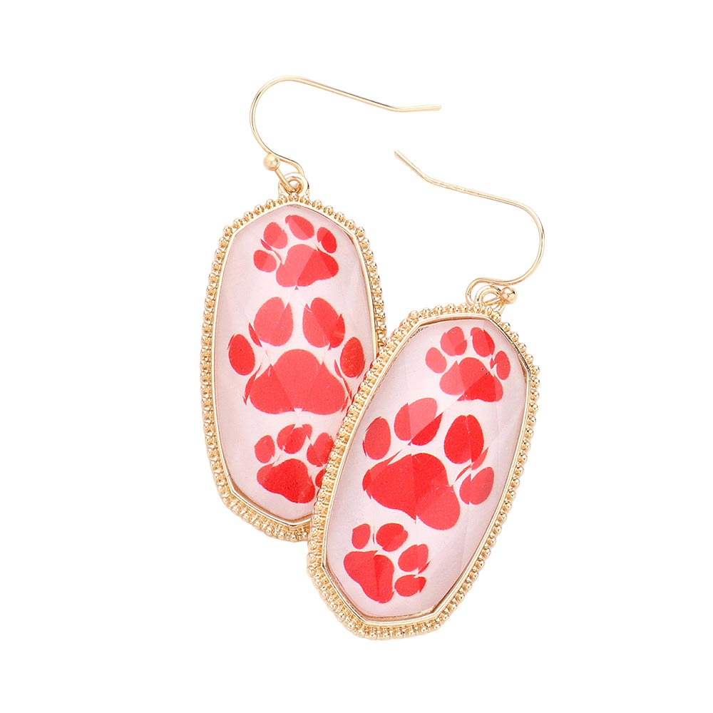 Game Day Triple Paw Pointed Hexagon Dangle Earrings - Madeline Love - Flyclothing LLC
