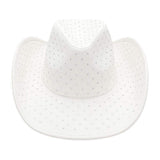 Rhinestone Embellished Faux Suede Western Cowboy Fedora Hat - Madeline Love - Flyclothing LLC