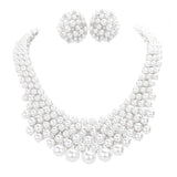 Rhinestone Embellished Pearl Cluster Necklace - Madeline Love - Flyclothing LLC