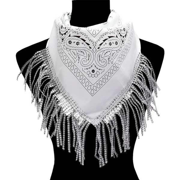 Rhinestone Like Fringe Cowgirl Bandana Scarf - Madeline Love - Flyclothing LLC