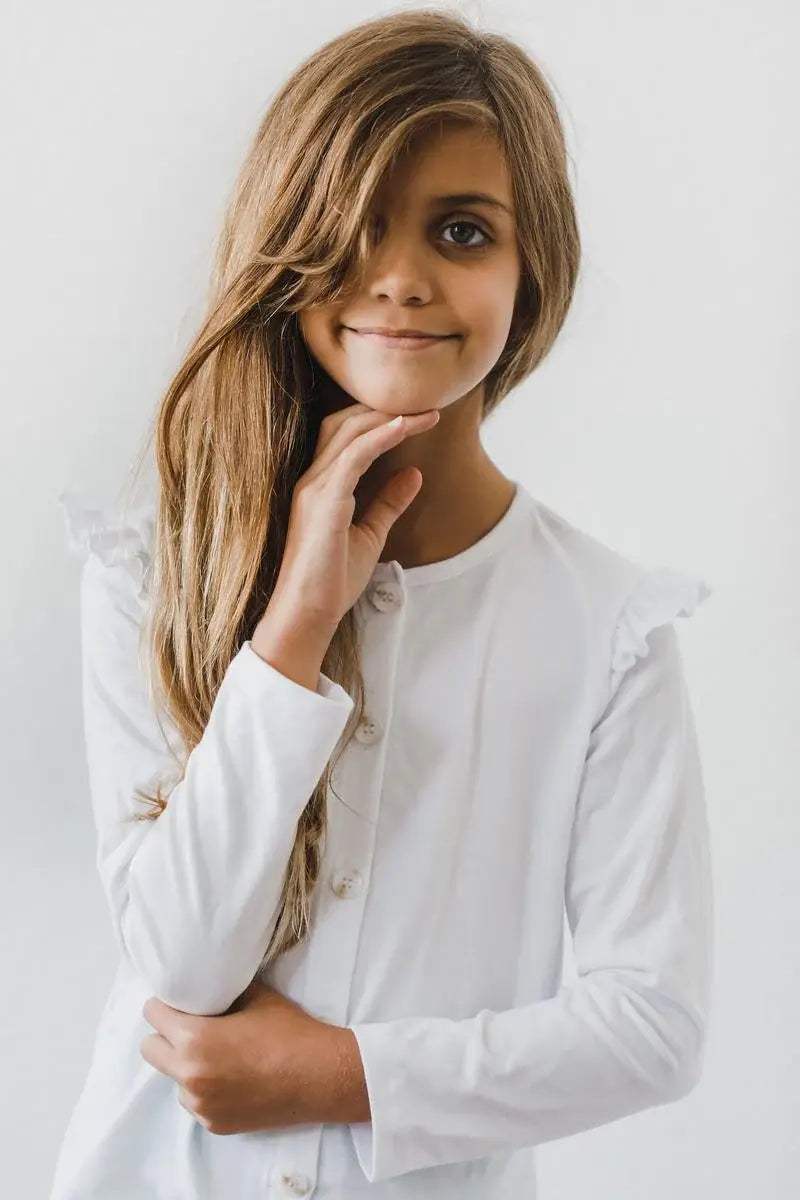 White Ruffle Cardigan - Mila & Rose ® - Flyclothing LLC