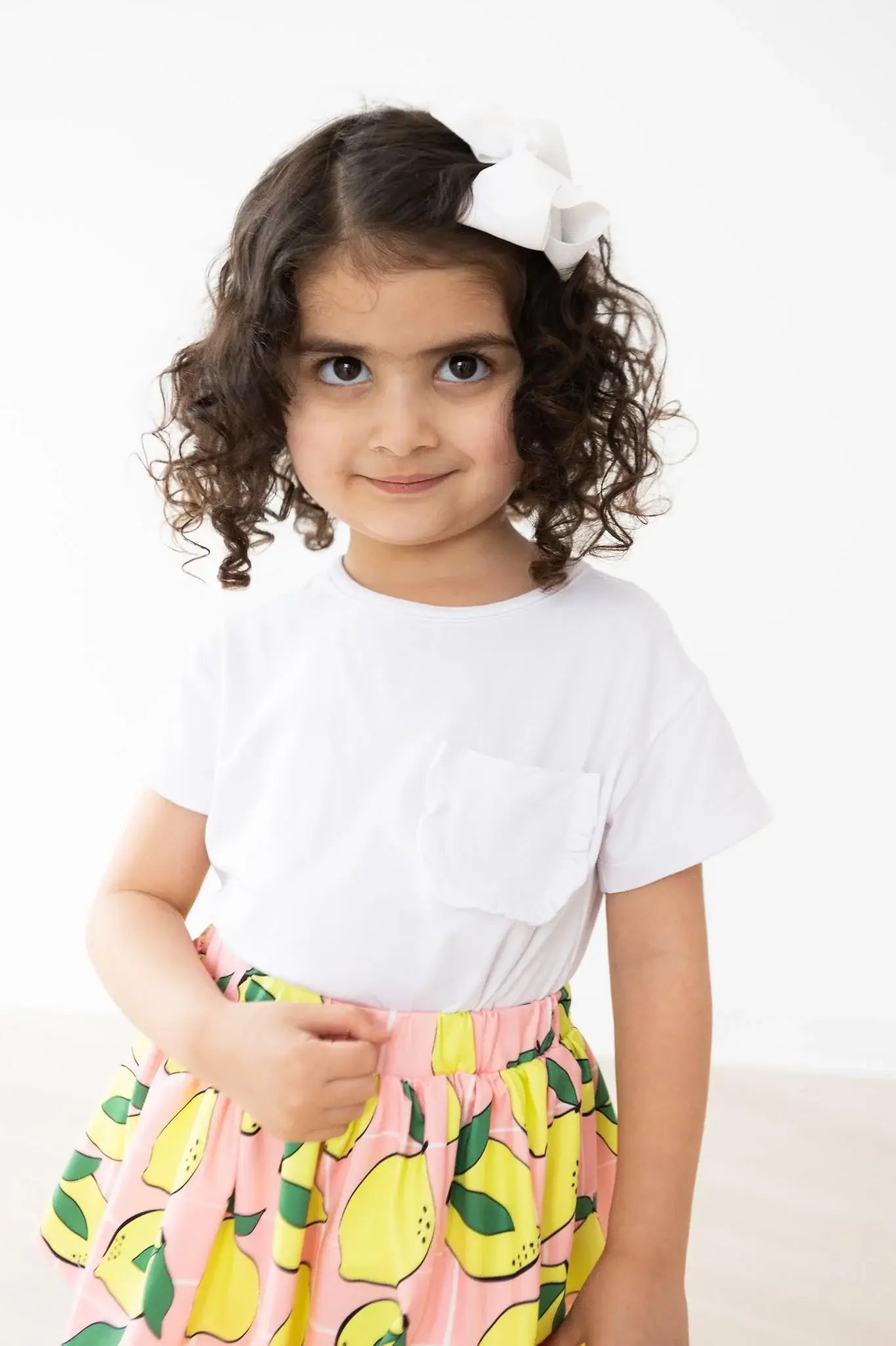 White Ruffle Pocket Tee - Mila & Rose ® - Flyclothing LLC