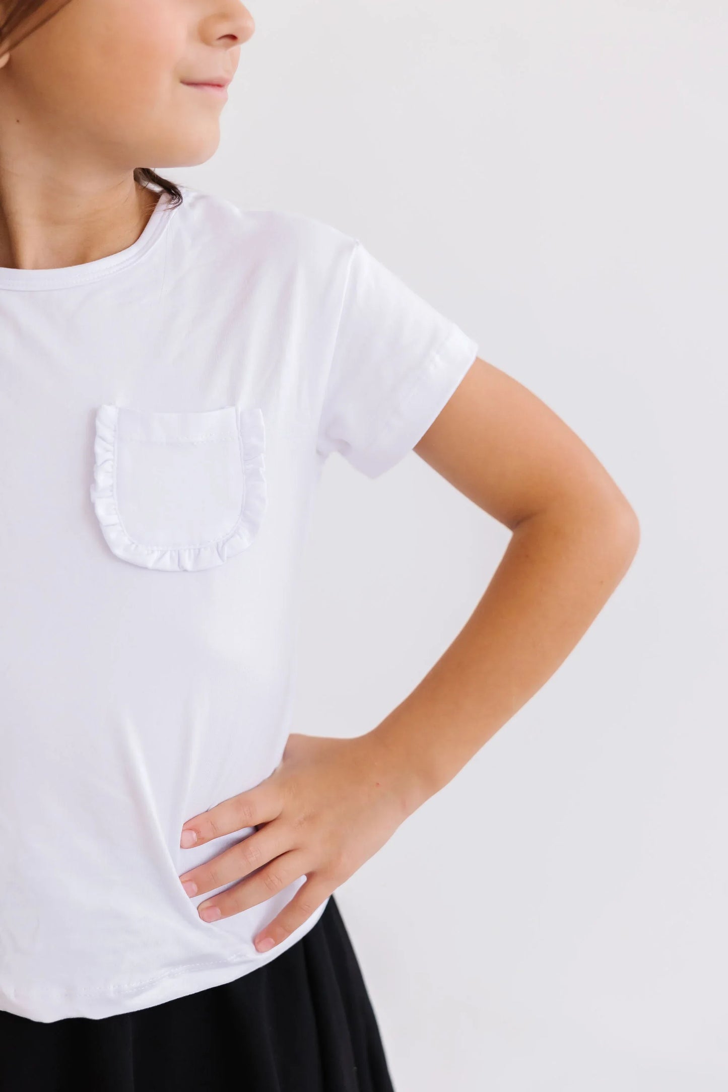 White Ruffle Pocket Tee - Mila & Rose ® - Flyclothing LLC