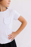 White Ruffle Pocket Tee - Mila & Rose ® - Flyclothing LLC
