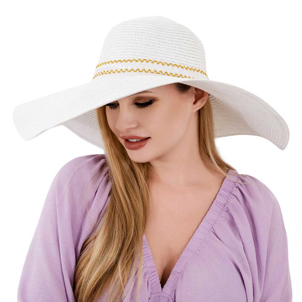 Sequin Band Pointed Straw Sun Hat - Madeline Love - Flyclothing LLC