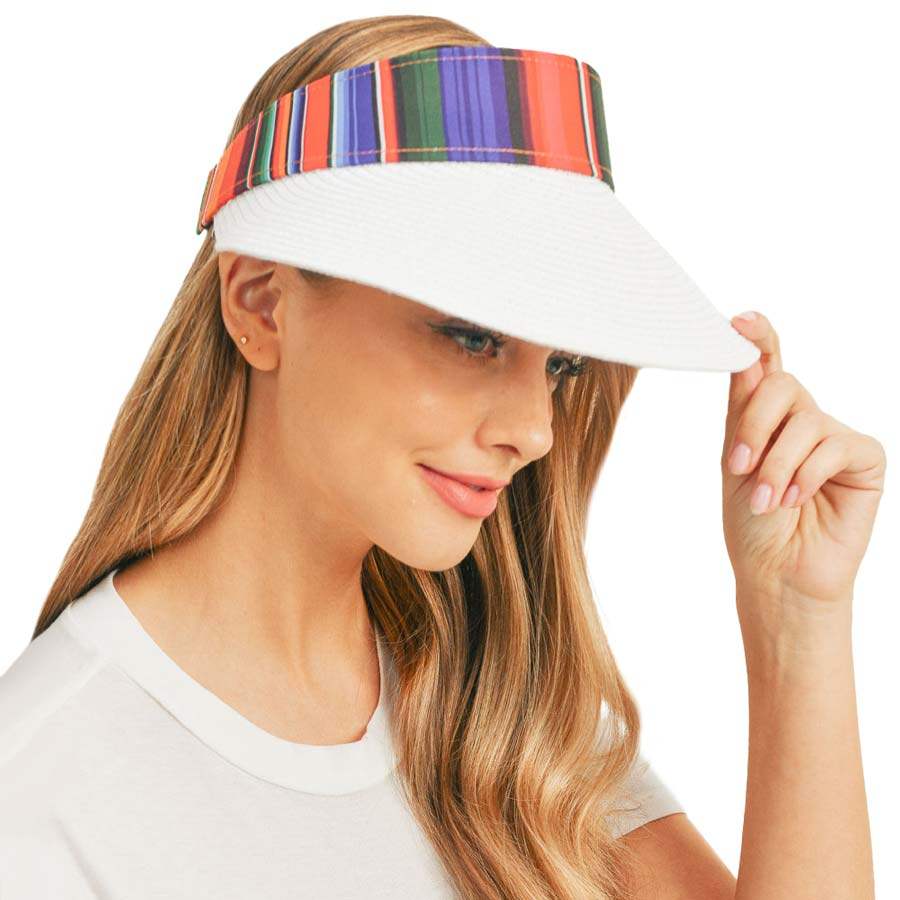 Serape Straw Visor Sun Hat - Madeline Love - Flyclothing LLC