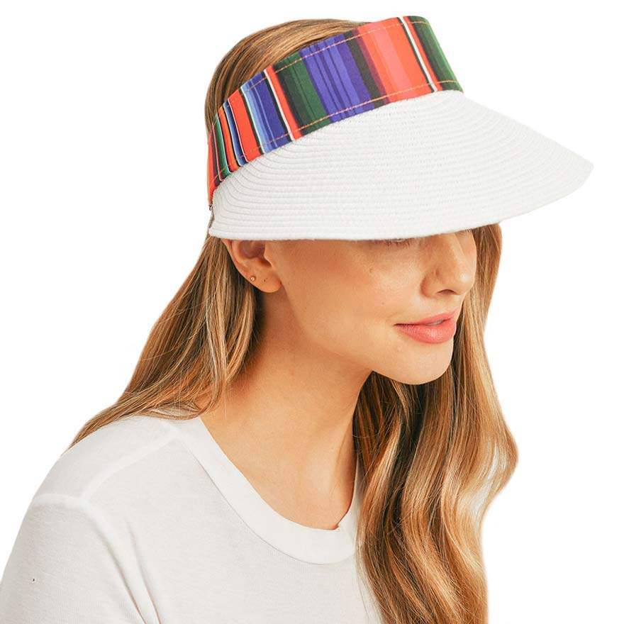 Serape Straw Visor Sun Hat - Madeline Love - Flyclothing LLC