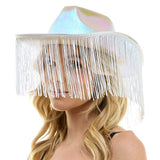 Shiny Western Cowboy Hat with Fringe - Madeline Love - Flyclothing LLC