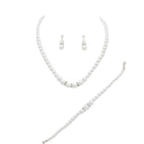 3 Piece Pearl Necklaces Earring Bracelet Set - Madeline Love - Flyclothing LLC