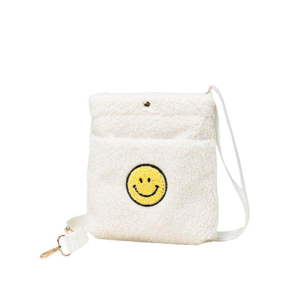 Smile Pointed Sherpa Rectangle Crossbody Bag - Madeline Love - Flyclothing LLC