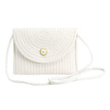 Solid Color With Pearl Button Straw Micro Crossbody Bag - Madeline Love - Flyclothing LLC