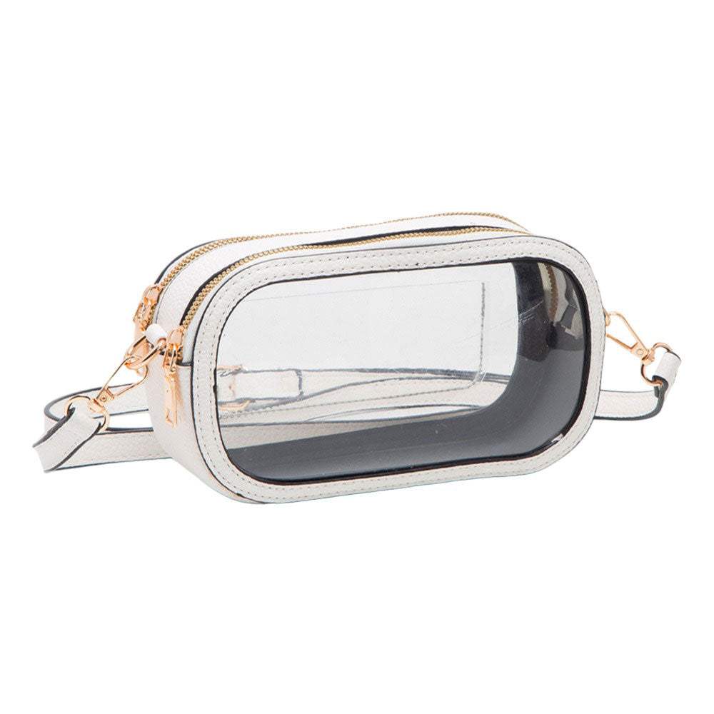 Solid Faux Leather Transparent Rectangle Crossbody Bag - Madeline Love - Flyclothing LLC