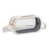 Solid Faux Leather Transparent Rectangle Crossbody Bag - Madeline Love - Flyclothing LLC