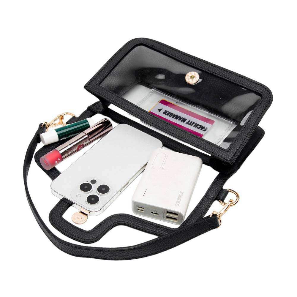 Solid Faux Leather Transparent Rectangle Shoulder Bag - Madeline Love - Flyclothing LLC