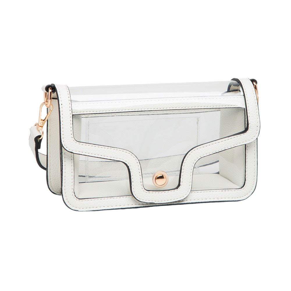 Solid Faux Leather Transparent Rectangle Shoulder Bag - Madeline Love - Flyclothing LLC