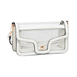 Solid Faux Leather Transparent Rectangle Shoulder Bag - Madeline Love - Flyclothing LLC