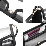 Solid Faux Leather Transparent Rectangle Shoulder Bag - Madeline Love - Flyclothing LLC