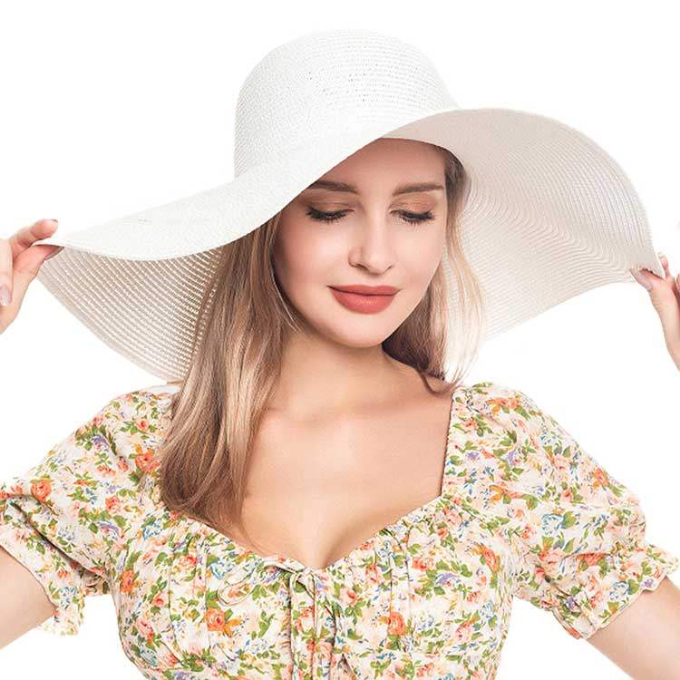 Solid Floppy Straw Sun Hat - Madeline Love - Flyclothing LLC