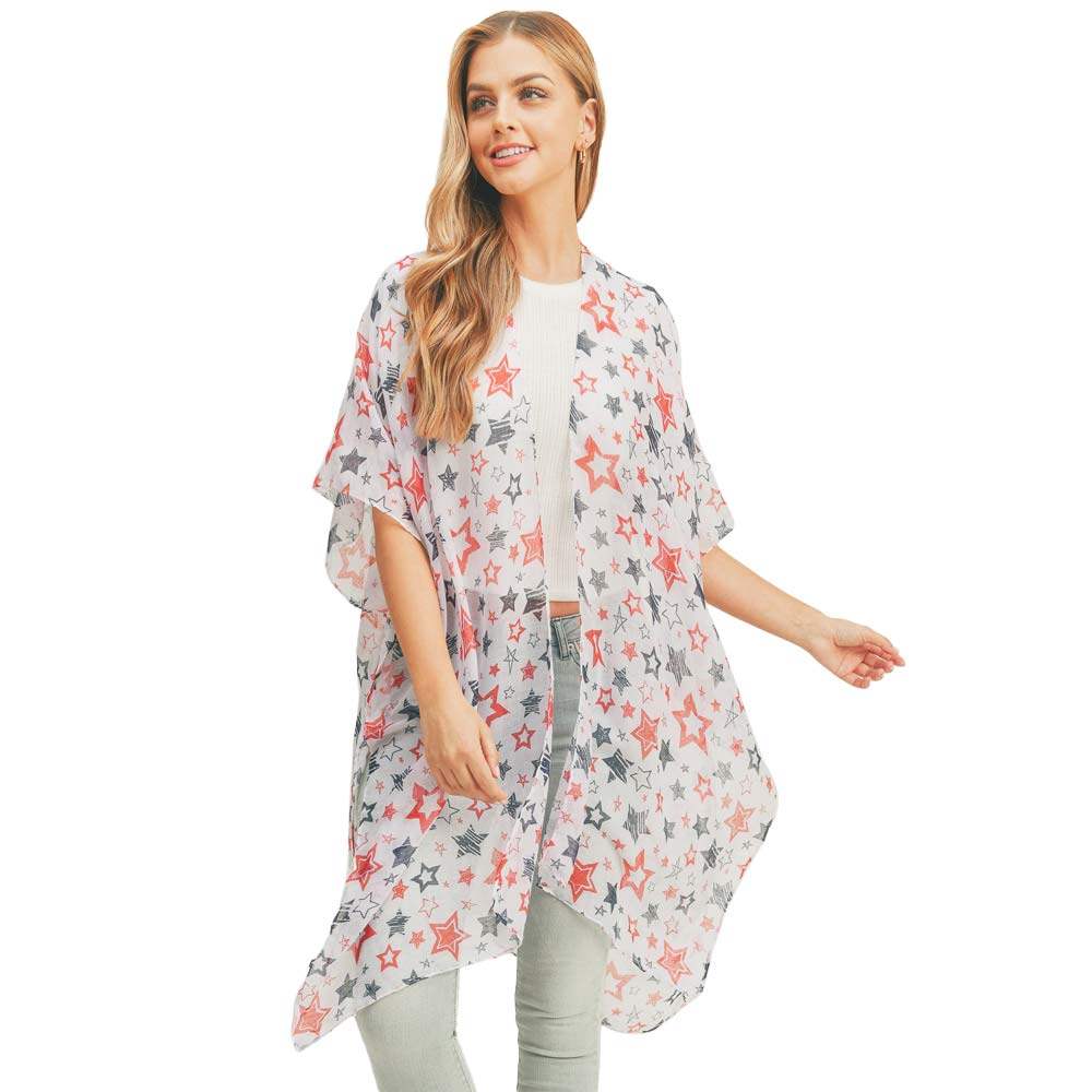 Star Patterned Cover Up Kimono Poncho - Madeline Love - Flyclothing LLC