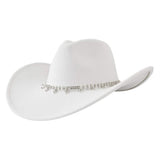 Stone Embellished Band Pointed Solid Fedora Panama Hat - Madeline Love - Flyclothing LLC