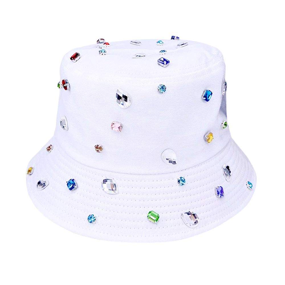 Stone Embellished Bucket Hat - Madeline Love - Flyclothing LLC